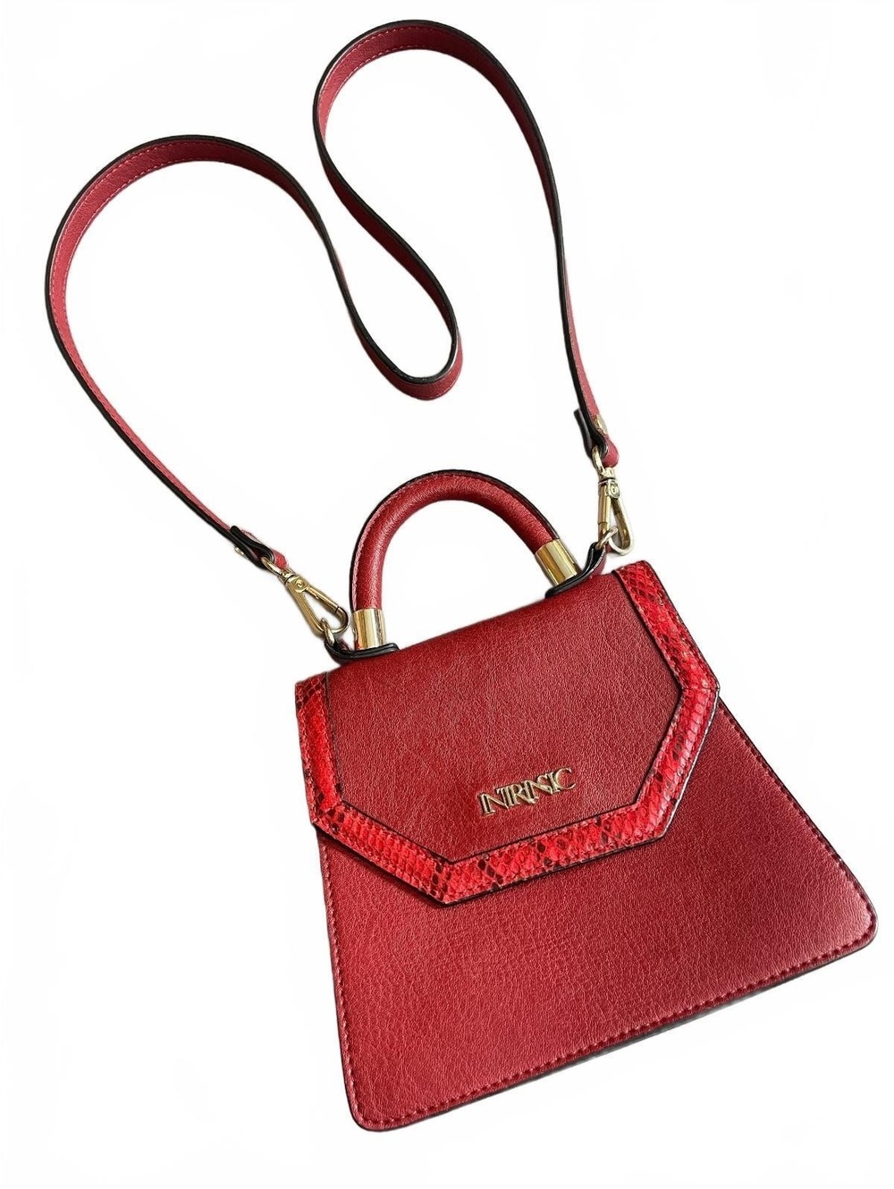 Intrinsic red crossbody purse, bag with top handle